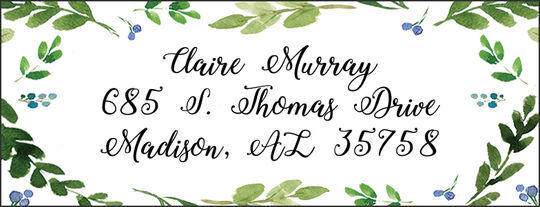 Green Sprigs and Buds Address Labels